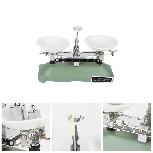 Miniatura 9 de Balanza mecánica 7.05 oz 0.01 oz precisión de metal verde balanza con pesos para herramientas de educación científica de laboratorio