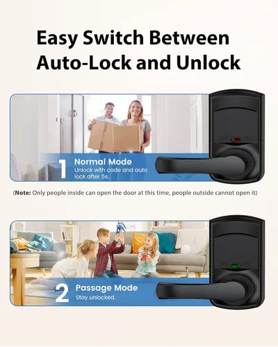 Miniatura 3 de Hidalife Cerradura de puerta inteligente con asa, cerradura digital de entrada sin llave con teclado para puertas delanteras, pantalla táctil