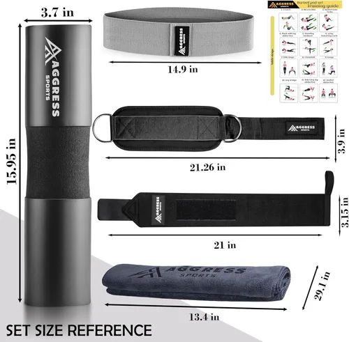 Miniatura 2 de Juego de Almohadillas Premium para Barra para Empujes de Cadera - Almohadilla para Sentadillas para Estocadas con Barra, Press de Banca, con 2 Negro