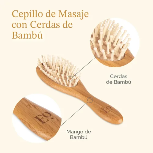 Miniatura 5 de ELLAOLA Juego de cepillo y peine de bambú natural, 3 piezas - Cepillo para costra láctea, cepillo de masaje para el cabello, peine de bambú