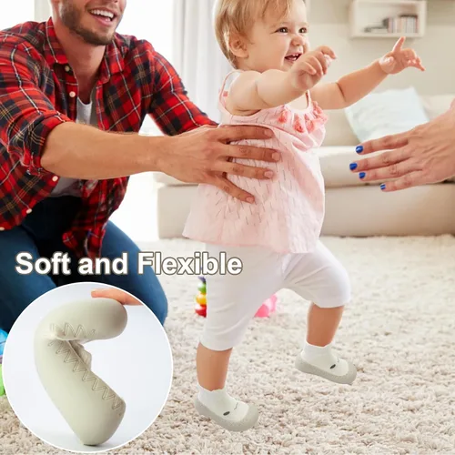 Miniatura 4 de 2 pares de zapatos antideslizantes estilo caroon para bebés, zapatos para niños y niñas, zapatos para caminar, zapatos de goma suave con pantuflas