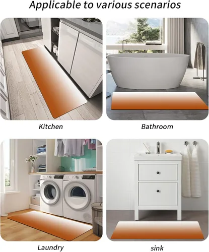 Miniatura 5 de Tapete de baño naranja degradado para bañera, antideslizante, de secado rápido y absorbente, tierra de diatomeas, fregadero, dormitorio, cocina