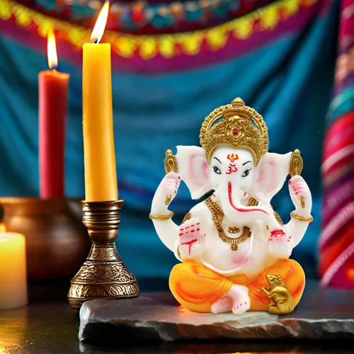 Miniatura 2 de Estatua de Dios indio Señor Ganesha de 5.5 pulgadas de alto, estatuas de ídolo hindú Ganesh Murti para decoración de automóvil, templo Mandir Pooja