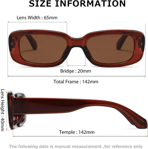 Miniatura 4 de kimorn Lentes de sol rectangulares para mujeres y hombres, modernos, retro, a la moda, gafas de sol vintage de los años 90, protección UV 400, marco