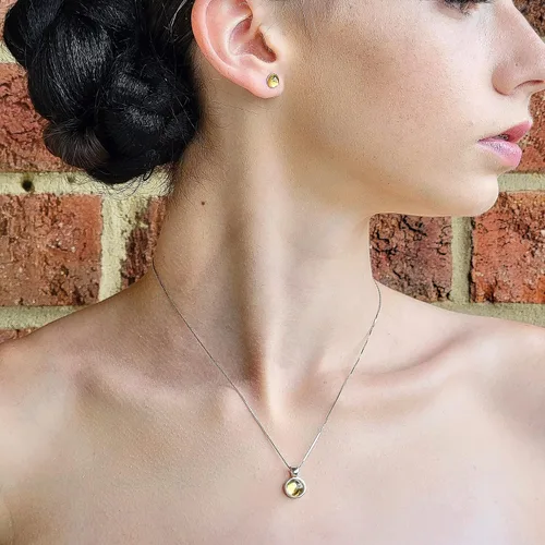 Miniatura 69 de Pendientes naturales de 0.236 in con chapado en oro blanco sobre plata de ley, bisel cabujón de piedras preciosas regalo de joyería para ella