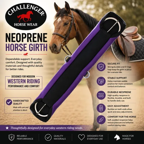 Miniatura 3 de Caballo Soft Acolchado Neopreno Púrpura Western Riding Sillín Cinch 9727-26