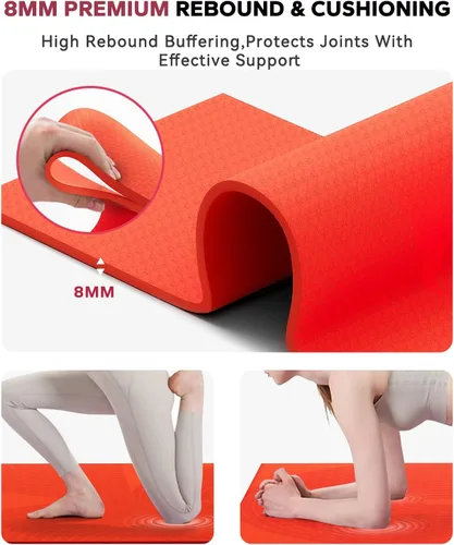 Miniatura 4 de HAPBEAR Large Yoga Mat - 72"x36" Extra Wide Exercise Mat - 1/4" Thick Dual Color PVC Anti-Slip Surface & High Cushioning - Ideal for Yoga, Pilates