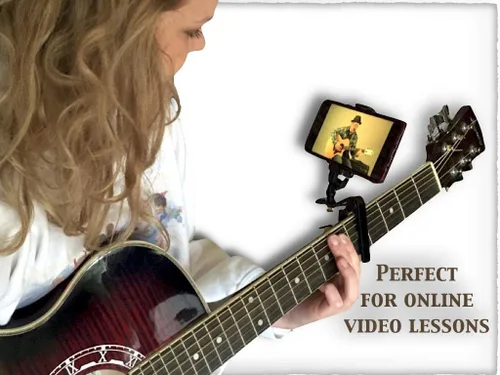 Miniatura 5 de Smart-Po Cejilla de guitarra para teléfono inteligente Abrazadera de cuello compatible con Android y iPhone Soporte para teléfono celular Ayuda