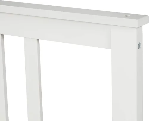 Miniatura 6 de Polibi Cama de plataforma de madera de tamaño individual con cabecero, estribo, listones de madera, no necesita somier (blanco)