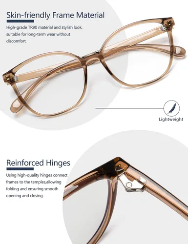 Miniatura 3 de Lentes de mujer con bloqueo de luz azul, lentes para computadora y juegos, con armazón TR90, antifatiga ocular y antirreflejantes UV RF6208 Marrón