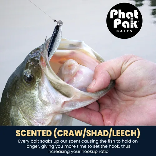 Miniatura 2 de Phat Pak Baits - Micro Drunkin Shad Tiny Fluke Style LiveScope FFS Soft Jerkbait 2.5" 30ct Soft Plastic BFS Bass Fishing Lure Yellow Perch