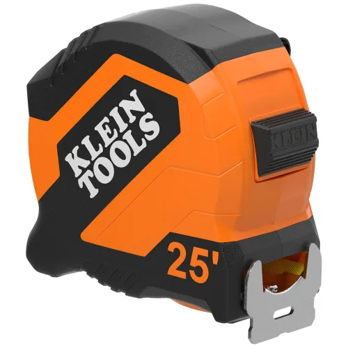 Miniatura 10 de Klein Tools Cinta métrica 9516, cinta métrica imperial compacta de doble gancho de 16 pies con freno de dedo, hoja de nailon, líneas llamativas