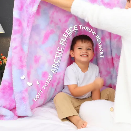 Miniatura 2 de MUGD Mantas Suaves Mantas de Forro Polar Manta Suave y Peluda para Niños Manta Cálida para Cama Color rosa multicolor