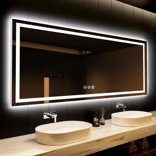 Miniatura 13 de ROOMTEC Espejo LED de 42 x 30 pulgadas para baño, retroiluminado, antiniebla, regulable, montaje vertical y horizontal
