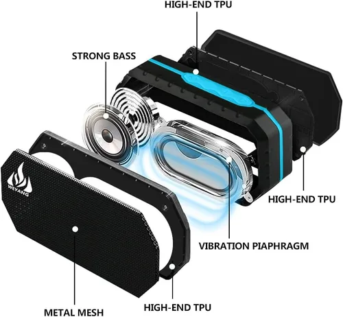 Miniatura 3 de WEYANG Altavoz Bluetooth portátil,Altavoz inalámbrico impermeable IP65,Altavoces Bluetooth al aire libre inalámbricos,Bluetooth 5.0,Construido