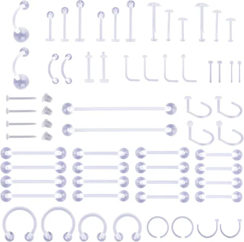 60 piezas de retenedores transparentes para cirugía, joyería de piercing de plástico para el trabajo, pezón invisible, labio, ceja, vientre,
