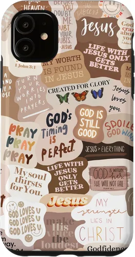 Miniatura 8 de Funda estética para iPhone 17 con frases positivas con versículos bíblicos cristianos