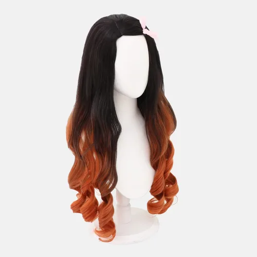 CSGZJYH Peluca de cosplay de color negro y naranja, peluca de anime, peluca de personaje de Halloween, disfraz de Demon Slayer (ATIONAL, Kamado