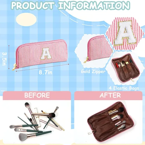 Miniatura 4 de YOOLIFE Regalos para niñas adolescentes – Bolsa de maquillaje con inicial personalizada, regalos de cumpleaños para mujeres, hermana, amiga, hija
