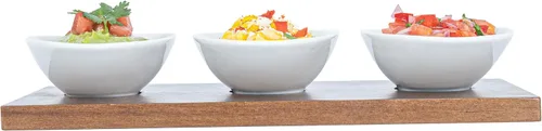 Miniatura 11 de Restaurantware -Juego de cuencos de 9 onzas con bandeja - 1 juego de servir lavable en platos, incluye 3 cuencos de porcelana y 1 bandeja de bambú