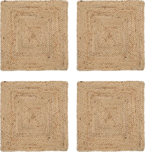 Miniatura 17 de Hausattire Juego de 4 manteles individuales tejidos - Azul, manteles individuales de yute boho rectangulares para mesa de cocina, mesa de comedor