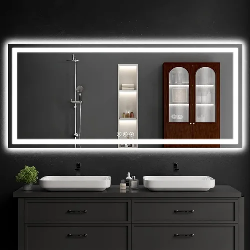 Miniatura 33 de Espejo de baño LED de 30 x 48 pulgadas con luces, regulable, antivaho, espejo de tocador de baño para pared, retroiluminado + luz frontal, función