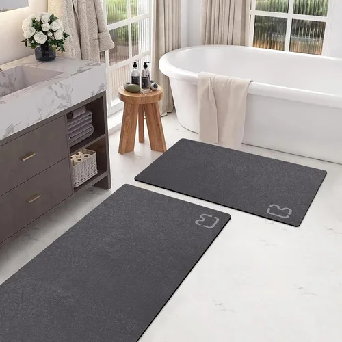 Miniatura 48 de RUERYA Tierra de Diatomeas Alfombras de Baño 23.6 x 15.7 pulgadas, Secado Rápido Súper Absorbente Base de Goma Antideslizante Alfombra de Baño