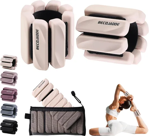 BECOJADDE Juego de 2 pesas para tobillo (1 libra/2 libras cada una) para mujeres y hombres, pulsera ajustable para muñeca para gimnasio en casa,