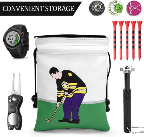 Miniatura 5 de montela golf Bolsa para objetos de valor, Bolsa para bolsa de golf con cordones Bolsa para tees de golf de cuero Bolsas para tees de golf