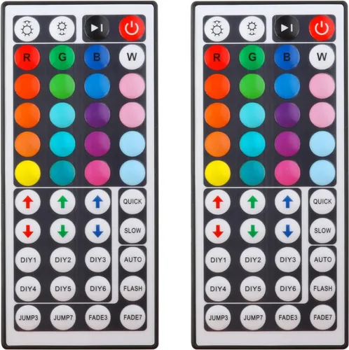 Yiliaw Paquete de 2 tiras de luz LED RGB de 44 teclas, control remoto inalámbrico, atenuador de intensidad infrarroja de repuesto, para tira de luz