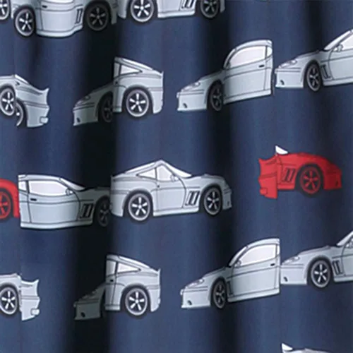 Miniatura 6 de Lush Decor Race Cars - Juego de cortinas para ventana con filtro de luz, 52 pulgadas de ancho x 63 pulgadas de largo, azul marino y rojo