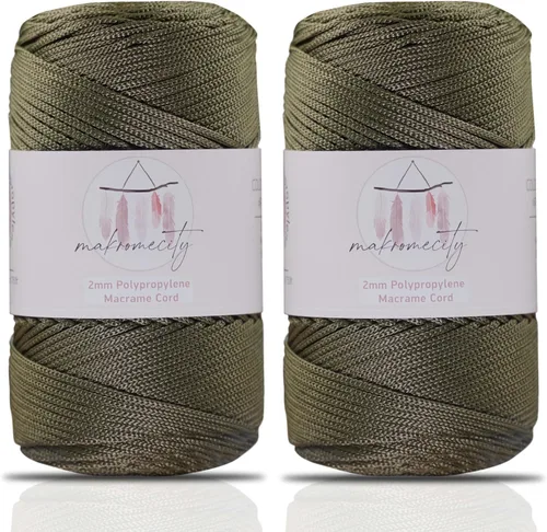 Miniatura 73 de Makromecity, 2 carretes de cordón de macramé de poliéster de 2 mm x 250 yardas (750 pies) de 2 mm de cordón de polipropileno para macramé, ideal
