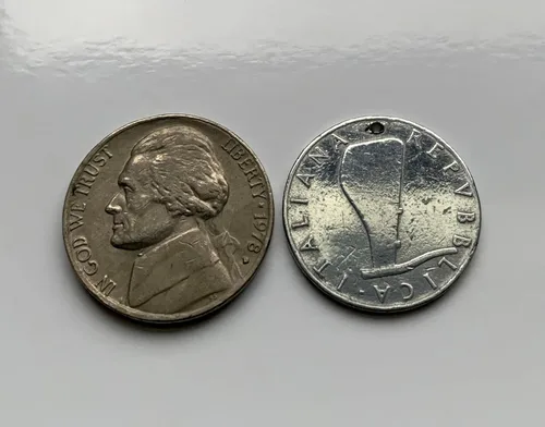 Miniatura 5 de 1953 Italy Italia 5 Lire coin pendant dolphin porpoise Rome Milan Florence Venice Verona Genoa Palermo Bologna Torino Napoli Cagliari San Gimignano