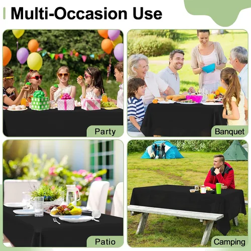 Miniatura 6 de misaya 6 paquetes de manteles de plástico desechables, 54 x 72 pulgadas mantel rectangular impermeable, cubiertas de mesa decorativas a prueba