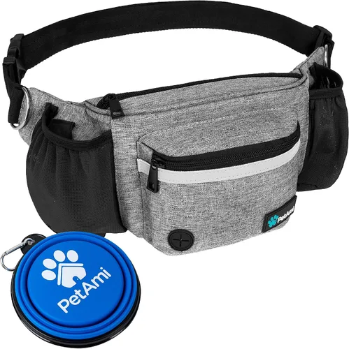 Miniatura 12 de Bolsa de cintura para perros PetAmi, bolsa de golosinas para paseos, entrenamiento, dosificador de bolsas para excrementos incorporado, soporte