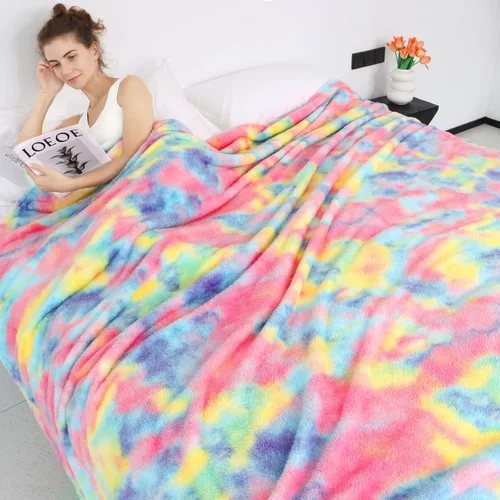 Miniatura 7 de Manta Suave Mantas Ligeras de Forro Polar Manta de Sofá Grande para Cama Queen Manta de teñido anudado