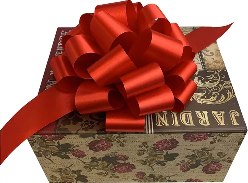 Miniatura 3 de Cinta roja grande para moños para regalos de Navidad – 9" de ancho, conjunto de 6, ABCD, Rojo, 6