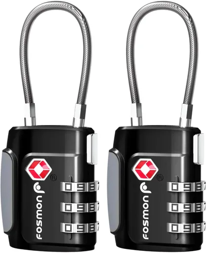Fosmon Cerraduras de cable aprobadas por la TSA para equipaje, maleta, cerradura de caja de pistola con botón de liberación a presión, cerradura de