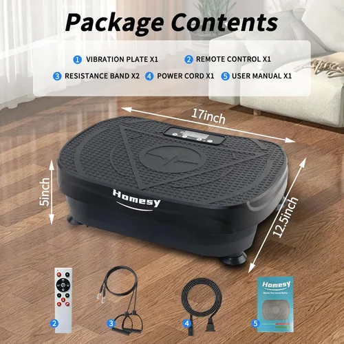Miniatura 8 de Homesy Vibration Plate Exercise Machine, Vibrating Plate for Lymphatic Drainage, Full Body Shake Platform Board for Home Fitness and Fat Burning
