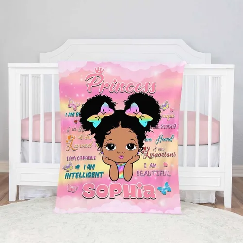Miniatura 2 de D-Story Mantas personalizadas, mantas personalizadas con nombre, manta americana, manta africana para niña, mantas personalizadas para niños
