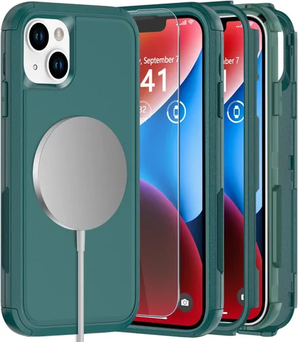 Miniatura 20 de Diverbox Funda para iPhone 14 [a prueba de golpes] [a prueba de caídas] [protector de pantalla de vidrio templado], funda de protección resistente