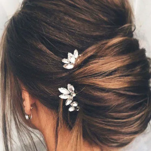 Miniatura 5 de Horquillas para el pelo de novia con diamantes de imitación, accesorios para el cabello de boda para mujeres y novias (paquete de 3)