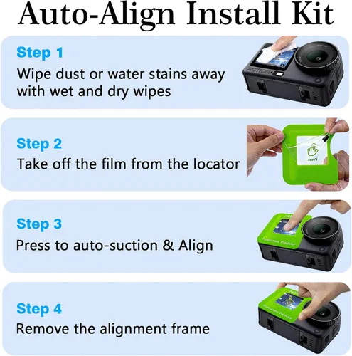 Miniatura 2 de Protector de pantalla de lente para DJI Osmo Action 6, accesorios con kit de instalación de alineación automática (paquete de 3), protector