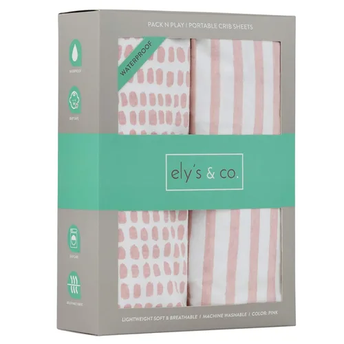 Miniatura 10 de Ely's & Co. Funda impermeable para cambiador, juego de 2 sábanas para bebé, 100 % algodón, sábanas de algodón de punto jersey con forro impermeable