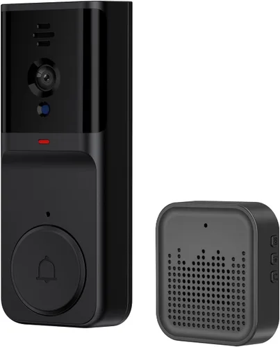 Timbre inteligente con timbre de timbre, visión nocturna por infrarrojos, audio de 2 vías, despertador activo y despertador remoto, IP65