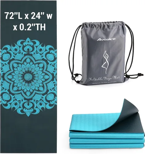 Miniatura 11 de Avoalre Tapete de yoga plegable, respetuoso con el medio ambiente, tapete de yoga de viaje de PVC plegable, tapete de yoga de doble cara
