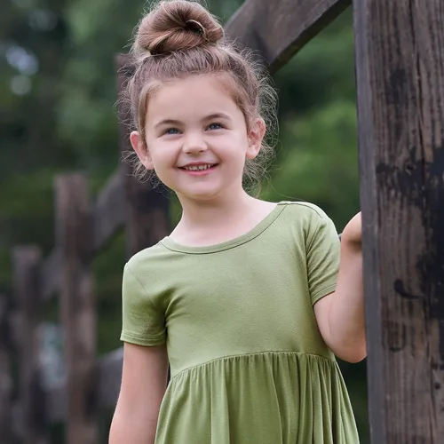 Miniatura 3 de Gerber Vestido de manga corta con viscosa hecho con eucalipto para bebé y niña pequeña