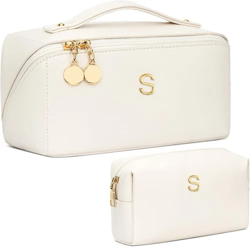 Miniatura 27 de Regalos de cumpleaños para mujeres y adolescentes, juego de bolsas organizadoras de maquillaje con iniciales personalizadas, bolsa de cosméticos