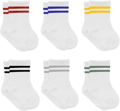 Miniatura 13 de bistyle Calcetines tobilleros con agarre para bebé, 6 pares, calcetines de algodón orgánico para recién nacidos, calcetines para niños y niñas