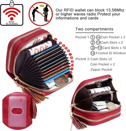 Miniatura 3 de APHISON RFID - Porta tarjeta de crédito con cremallera carteras pequeñas para mujer en cuero estilo girasol para mujer y niña caja de regalo 1927
